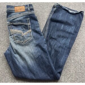 Buckle BKE Jeans Mens 38L 38x36 Blue Tyler Bootcut Denim Blue Stretch Whiskered